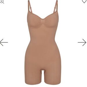 SKIMS MID THIGH Light Brown One Piece Bodysuit M